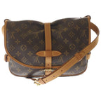 Louis Vuitton Monogram Saumur 30 Shoulder Bag Brown Leather Gold