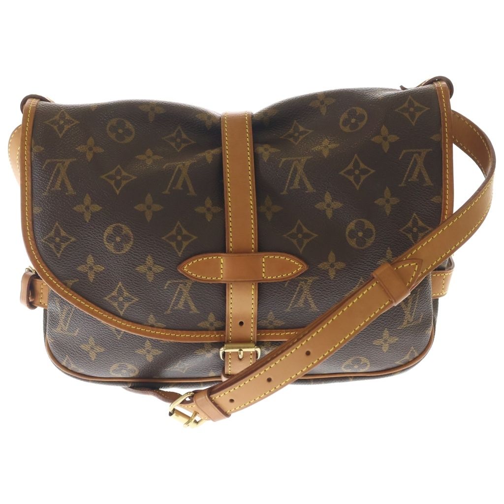 Louis Vuitton Monogram Saumur 30 Shoulder Bag Brown Leather Gold