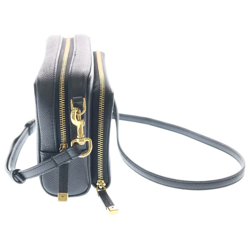 Dior Caro Double Pouch CD Logo Leather Gold Shoulder Bag Black