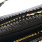 Dior Caro Double Pouch CD Logo Leather Gold Shoulder Bag Black
