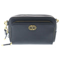Dior Caro Double Pouch CD Logo Leather Gold Shoulder Bag Black