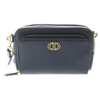 Dior Caro Double Pouch CD Logo Leather Gold Shoulder Bag Black