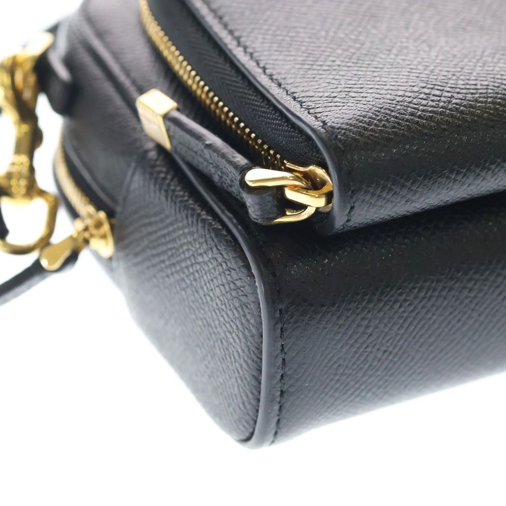 Dior Caro Double Pouch CD Logo Leather Gold Shoulder Bag Black