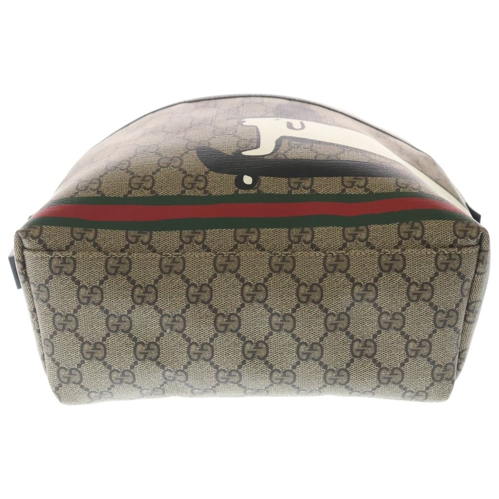 Gucci Children's GG Supreme Dog Backpack Brown Beige Leather