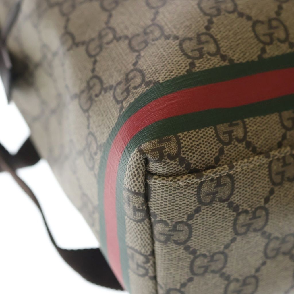 Gucci Children's GG Supreme Dog Backpack Brown Beige Leather