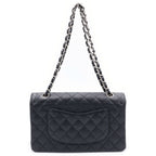 Chanel Quilted 25 Double Flap Chain Shoulder Bag Caviar Leather Black