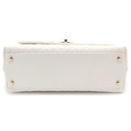 Chanel Quilted Coco Handle 29 Shoulder Bag Caviar Leather Chain Gold White Plate