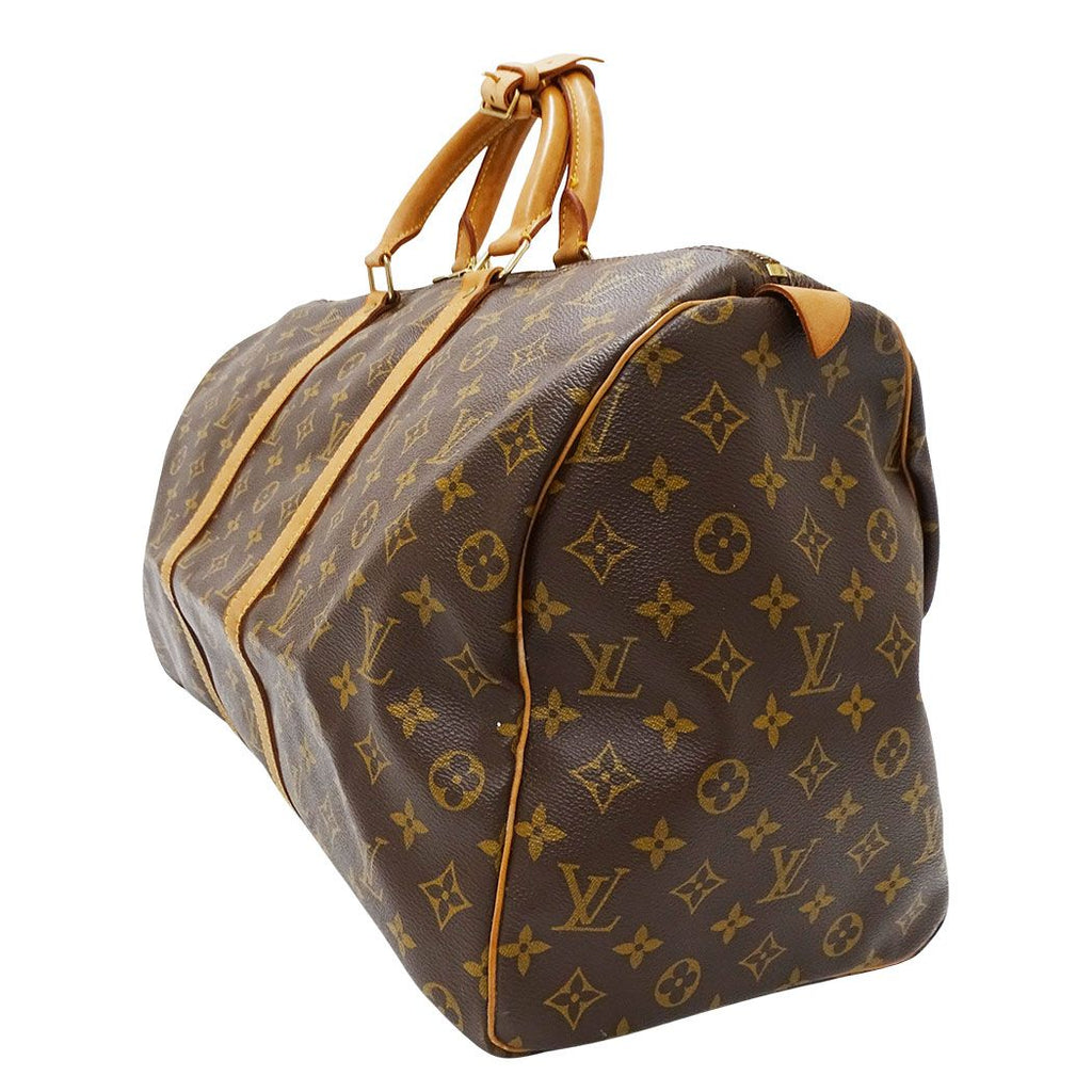 Louis Vuitton Boston Bag Monogram Canvas Keepall 50 Brown Large Going