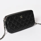 Chanel Chain Wallet on CC Logo Lambskin Black Silver Shoulder Bag — view 3