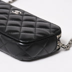 Chanel Chain Wallet on CC Logo Lambskin Black Silver Shoulder Bag — view 8