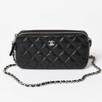 Chanel Chain Wallet on CC Logo Lambskin Black Silver Shoulder Bag