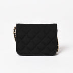Chanel Mini Quilted Chain Shoulder Bag CC Logo Stand Black Gold Cotton — view 2