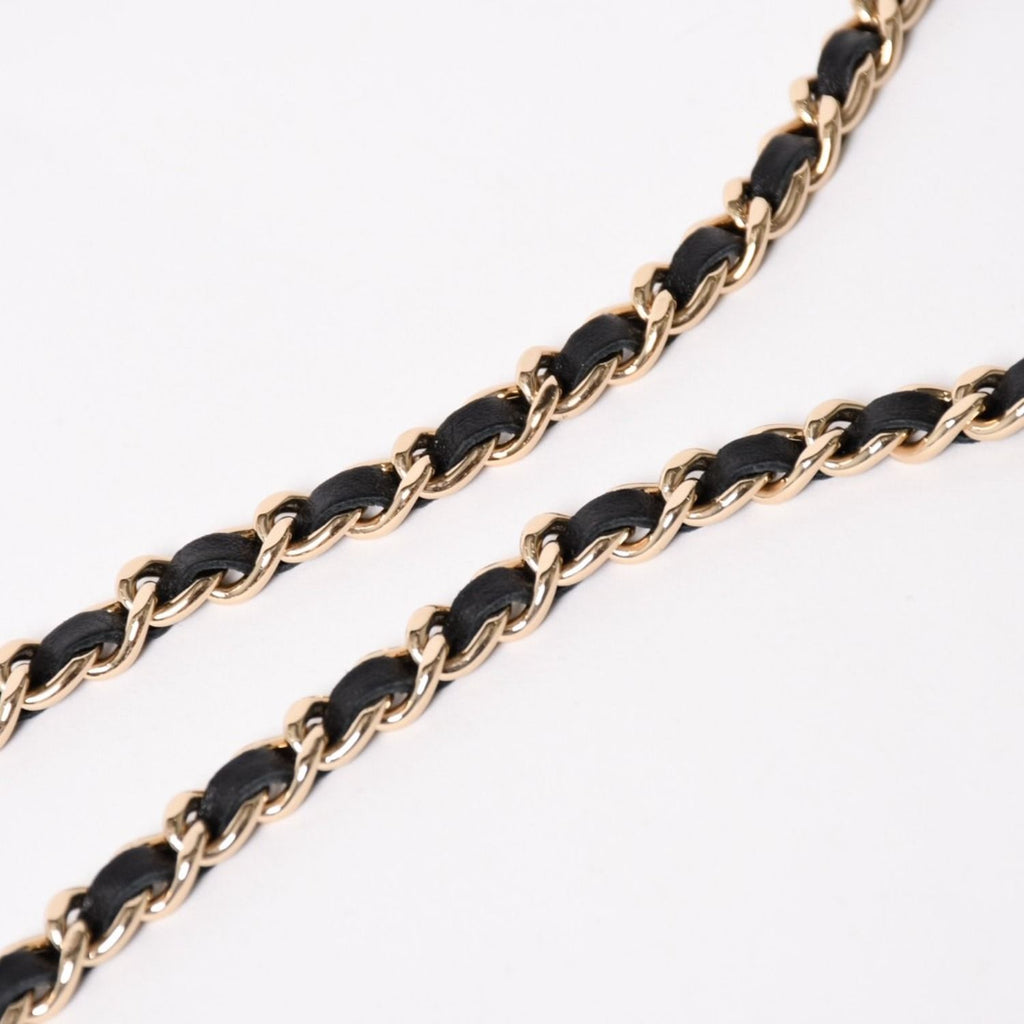 Chanel Mini Quilted Chain Shoulder Bag CC Logo Stand Black Gold Cotton — view 6
