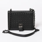 Bottega Veneta Intrecciato Shoulder Bag Chain Black