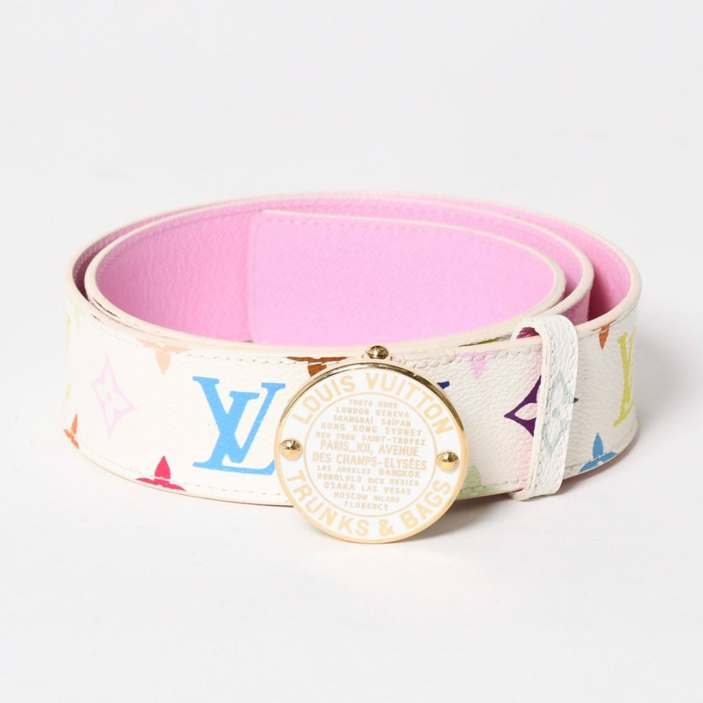 Louis Vuitton Ceinture Belt White Multicolor Gold