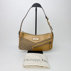 Dior Trotter Logo Plate Shoulder Bag Canvas Leather Beige Vintage
