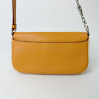 Prada Logo Chain Shoulder Bag Leather Beige Silver Vintage