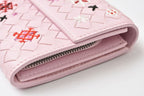 Bottega Veneta Wallet Continental Pink Embroidery