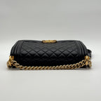 Chanel Shoulder Bag Boy CC Logo Gold Black Quilted Leather Chain — view 5