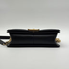 Chanel Shoulder Bag Boy CC Logo Gold Black Quilted Leather Chain — view 6