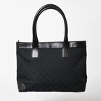 Gucci Tote Bag GG Canvas Leather Black Gold — view 2
