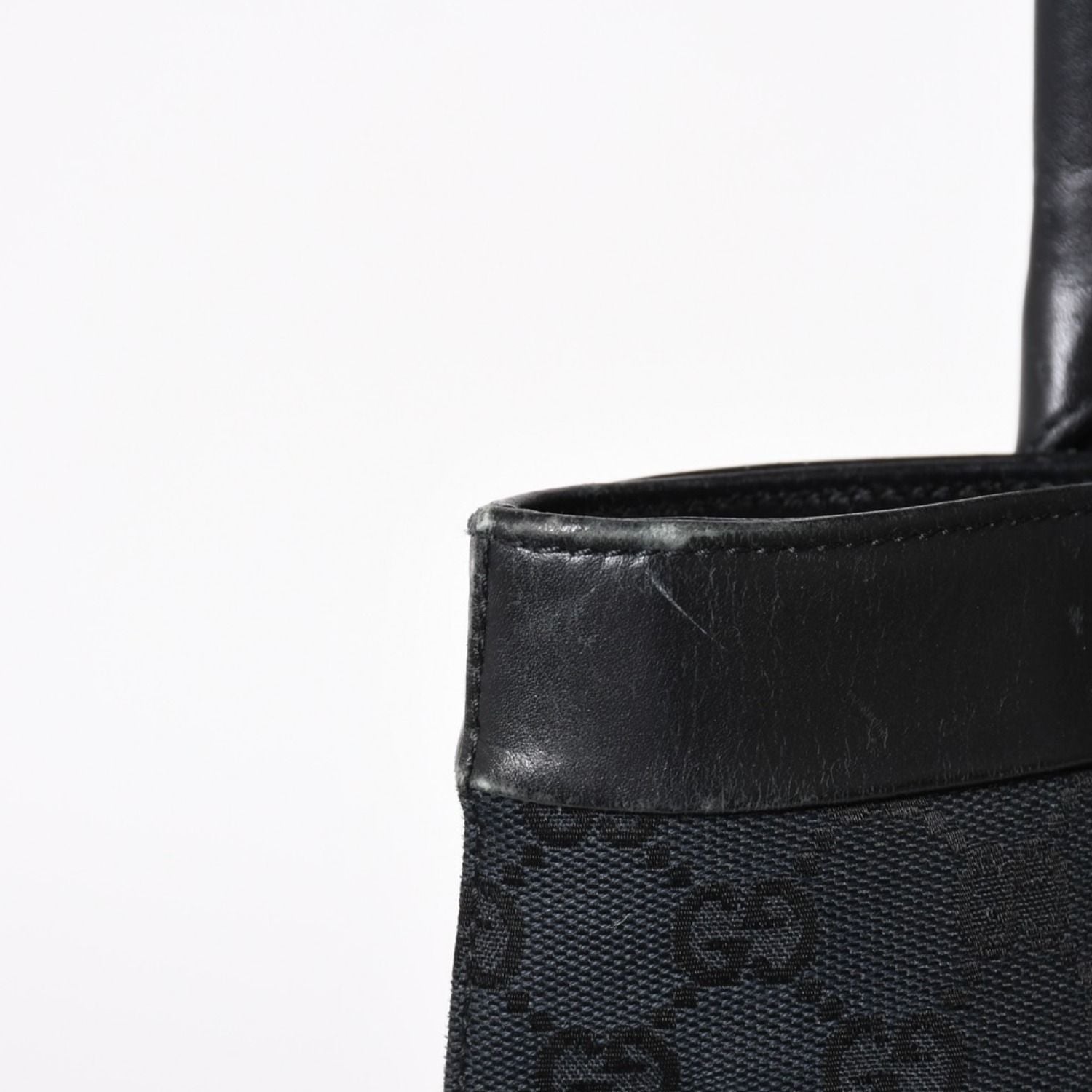 Gucci Tote Bag GG Canvas Leather Black Gold — view 4