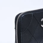 Chanel Leather Wallet Card Case CC Logo Wild Stitch Caviar Black Silver — view 7