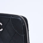 Chanel Leather Wallet Card Case CC Logo Wild Stitch Caviar Black Silver — view 5