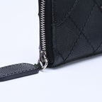 Chanel Leather Wallet Card Case CC Logo Wild Stitch Caviar Black Silver — view 8