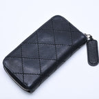 Chanel Leather Wallet Card Case CC Logo Wild Stitch Caviar Black Silver — view 4