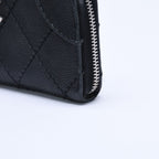 Chanel Leather Wallet Card Case CC Logo Wild Stitch Caviar Black Silver — view 6