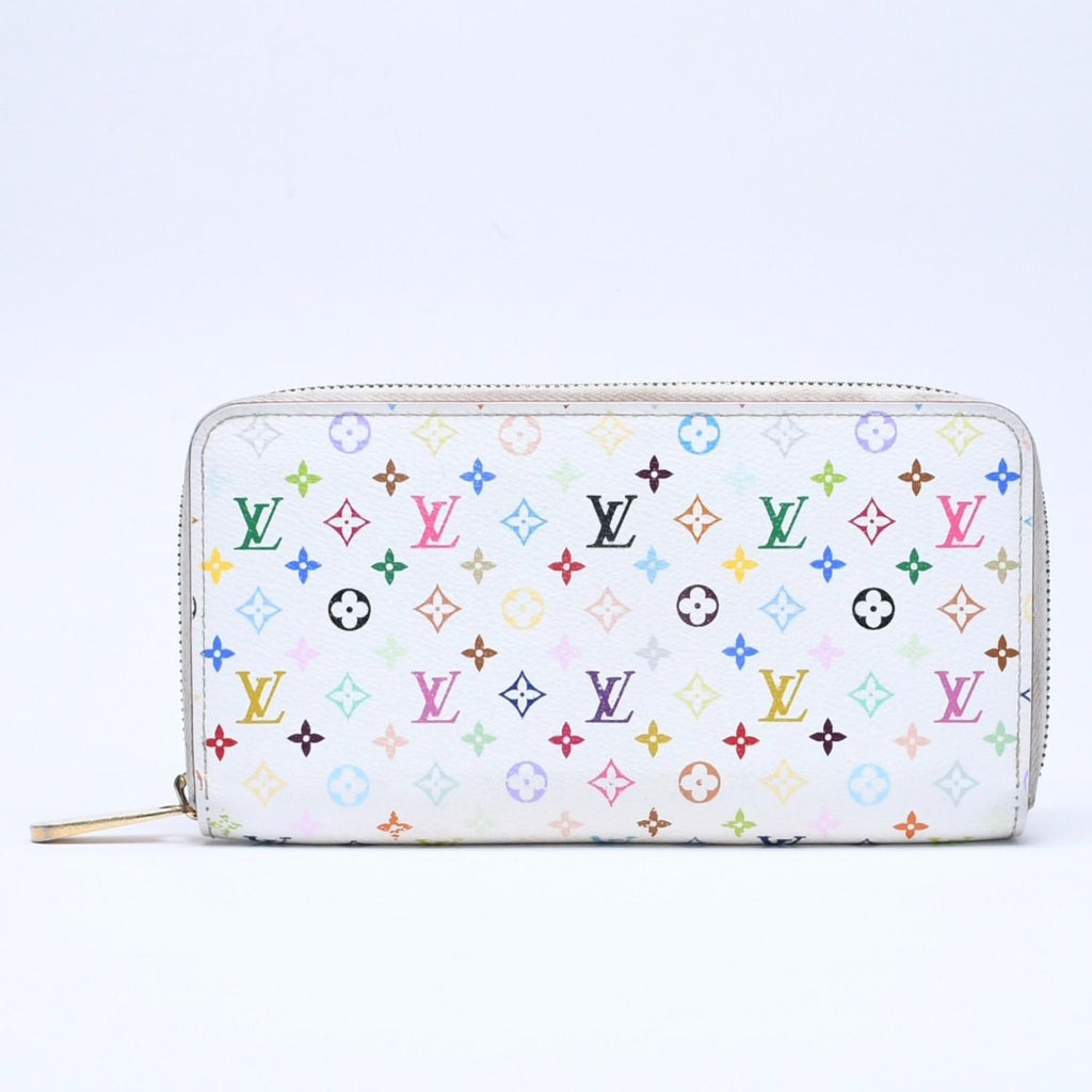 Louis Vuitton Monogram Multicolor Zippy Wallet Takashi Murakami Gold White