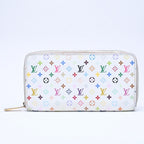 Louis Vuitton Monogram Multicolor Zippy Wallet Takashi Murakami Gold White