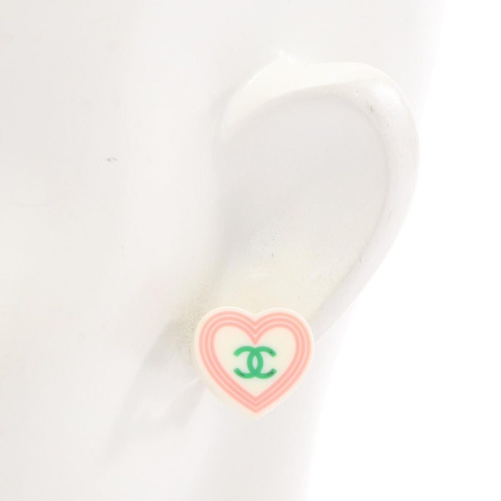 Chanel Earrings CC Logo Heart Stainless Steel