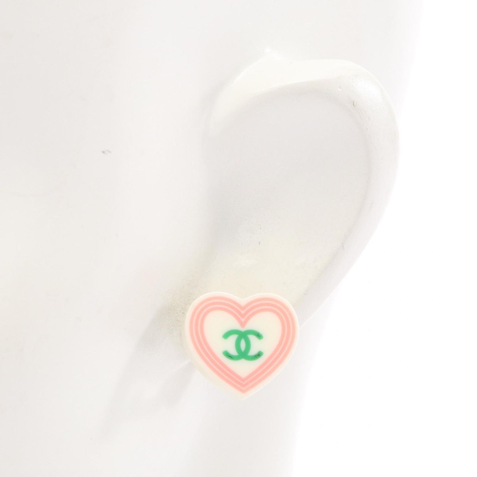 Chanel Earrings CC Logo Heart Stainless Steel