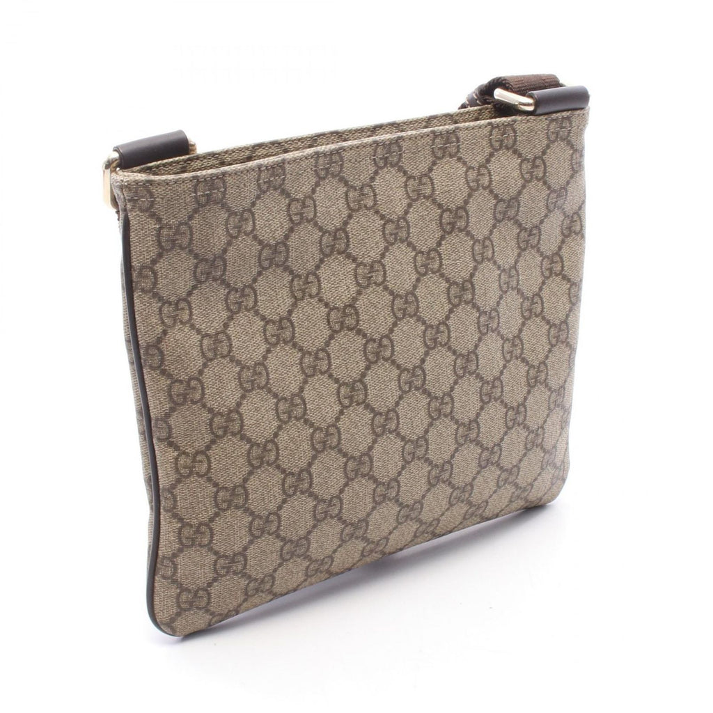 Gucci Shoulder Bag GG Supreme Beige Brown Canvas Leather