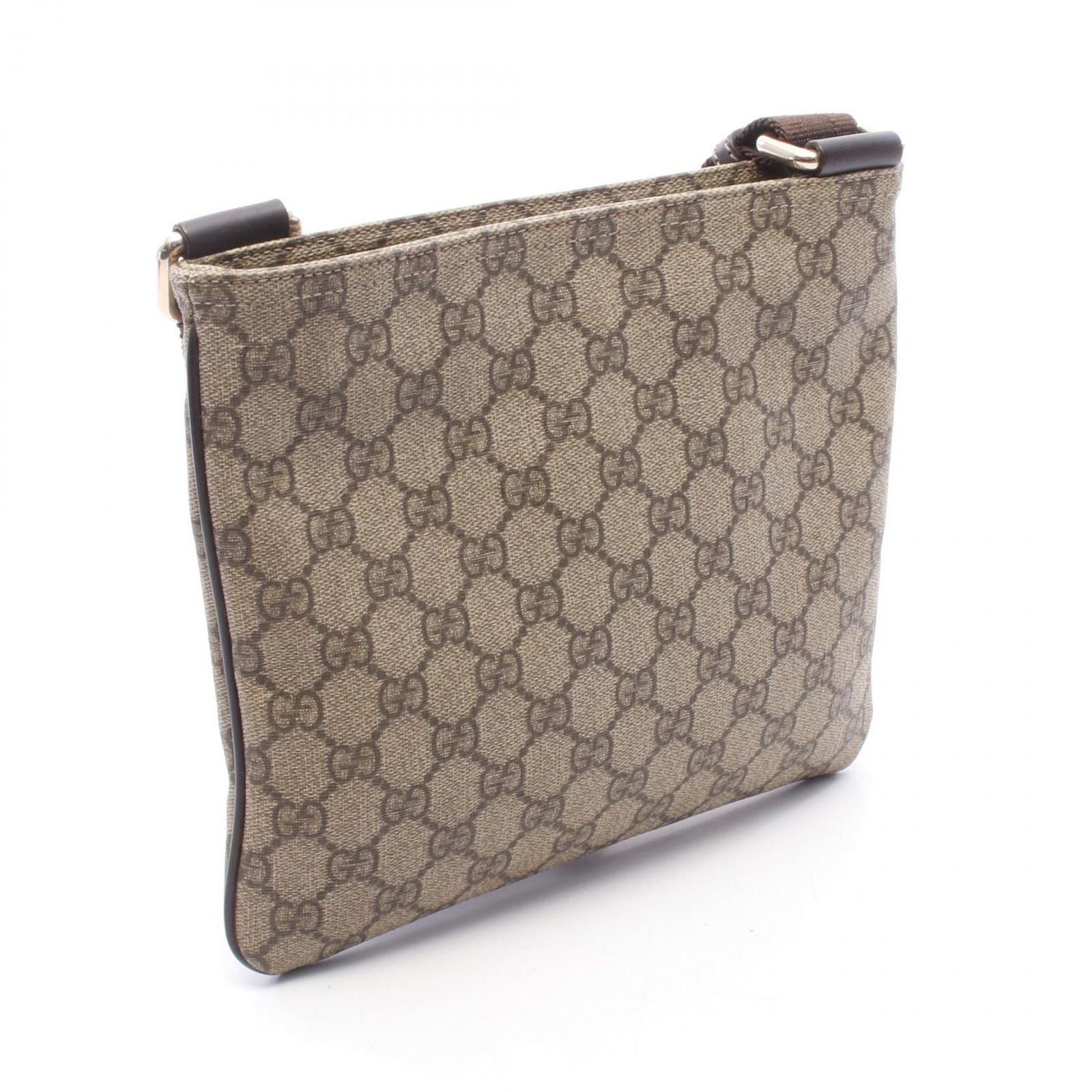 Gucci Shoulder Bag GG Supreme Beige Brown Canvas Leather