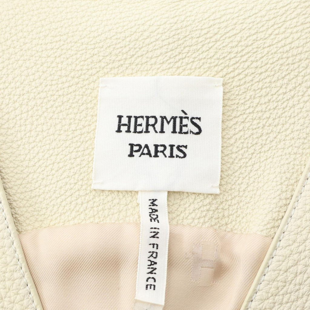 Hermes Vest Clou de Selle Series Button Gilet Ivory Leather — view 3