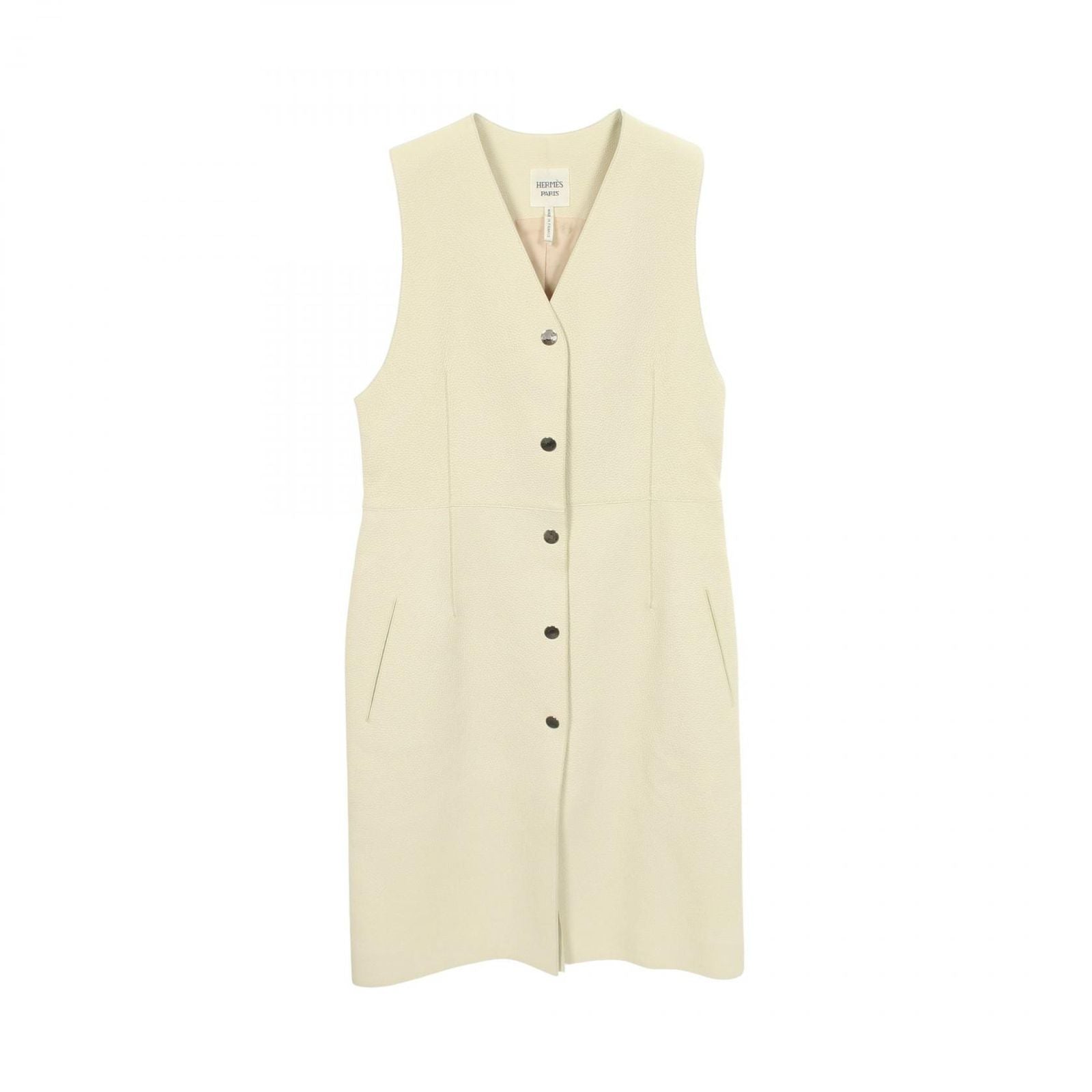 Hermes Vest Clou de Selle Series Button Gilet Ivory Leather