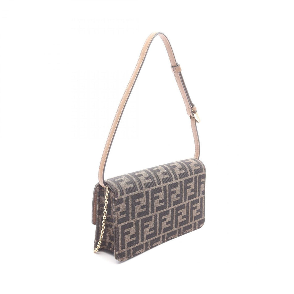 Fendi Shoulder Bag Baguette Zucca 2-Way Canvas Leather