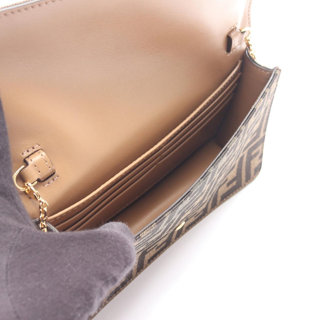 Fendi Shoulder Bag Baguette Zucca 2-Way Canvas Leather