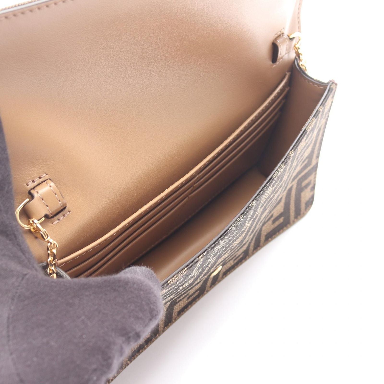 Fendi Shoulder Bag Baguette Zucca 2-Way Canvas Leather