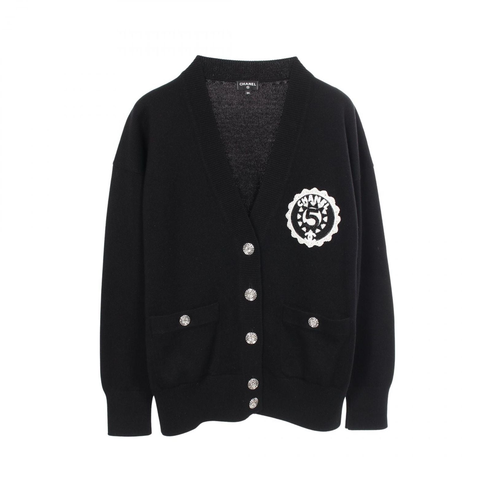Chanel Cardigan CC Logo Button Patch Cashmere