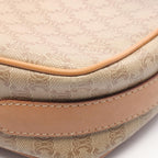 Celine Shoulder Bag Macadam Beige Brown Canvas Leather
