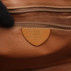 Celine Shoulder Bag Macadam Beige Brown Canvas Leather