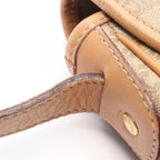 Celine Shoulder Bag Macadam Beige Brown Canvas Leather