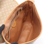 Celine Shoulder Bag Macadam Beige Brown Canvas Leather