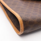 Celine Shoulder Bag Flap Macadam Brown Canvas Leather