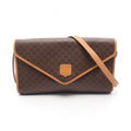 Celine Shoulder Bag Flap Macadam Brown Canvas Leather