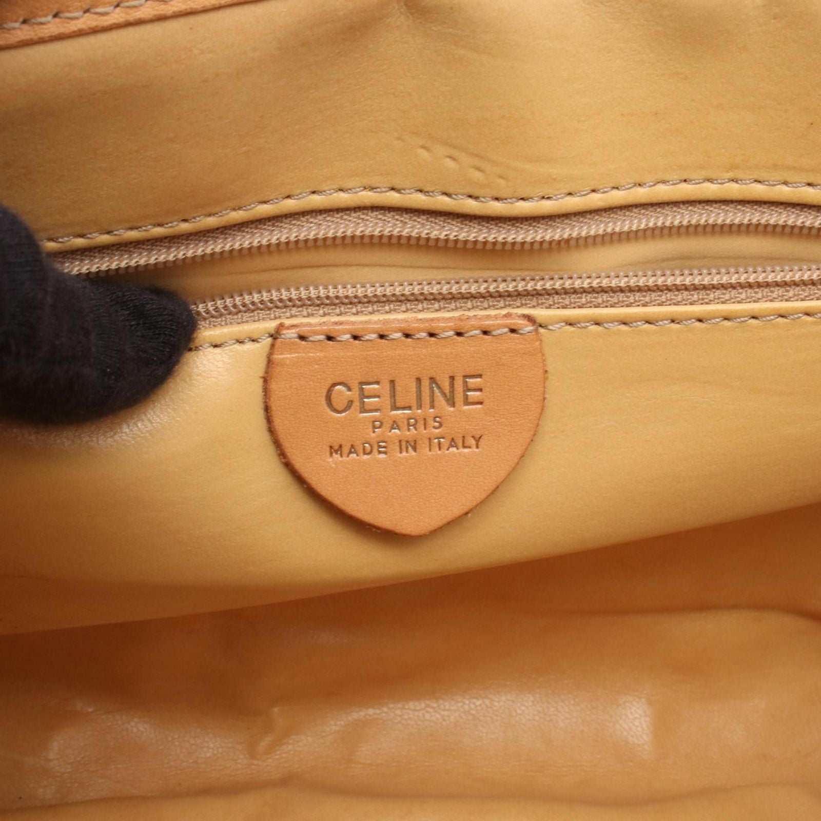 Celine Shoulder Bag Flap Macadam Brown Canvas Leather